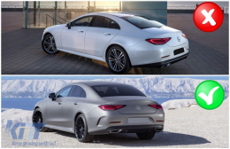 Задна дифузьор с Черен накрайници на ауспуха, подходящ за Mercedes CLS-Class C257 Спортна линия (2018-up) CLS63 Дизайн-image-6094949