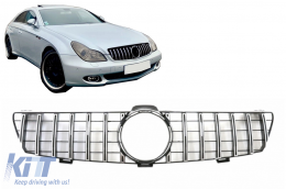 Предна Решетка подходяща за Mercedes CLS W219 (2005-2008) GT-R Panamericana Дизайн Хром-image-6096933