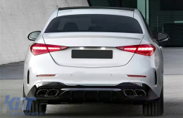 Дефузьор за задна броня с Черен Накрайници за ауспух, подходящ за Mercedes C Class W206 S206 Спортна линия (2021-Up) C63 Дизайн-image-6095536