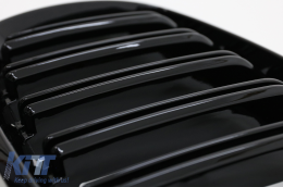 Предна бъбрековидни Решетки подходящи за BMW X5 E70 X6 E71 (2007-2014) М дизайн с двойна лента Piano Black-image-6095137