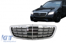 Предна Решетка подходяща за Mercedes S-Class W222 (2014-08.2020) S63 S65 Дизайн Хром-image-6097024
