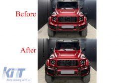 Предпазител Булбар / Ролбар от неръждаема стомана, подходящ за Mercedes G-Class Facelift W463 W464 G63 (2018-up) Piano Black-image-6127421