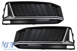 image-12-Bumper Lower Grille Side Grilles suitable for Audi A4 B9 Sedan Avant S-Line (2016-2018) RS4 Design Silver Edition
