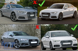 Странични решетки на Долна решетка на Броня , подходящи за Audi A4 B9 Sedan Avant S-Line (2016-2018) RS4 Дизайн Черен Edition-image-6098517
