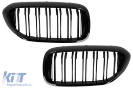 image-30-Central Kidney Grilles suitable for BMW 5 Series G30 G31 Sedan Touring (2017-2019) Double Stripe Glossy Black