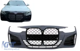 image-43-Front Bumper suitable for BMW 3 Series F30 F31 Non LCI & LCI (2011-2018) Conversion to G80 M3 Design Black Grille