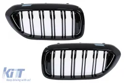 image-64-Central Kidney Grilles suitable for BMW 5 Series G30 G31 Sedan Touring (2017-2019) Double Stripe M Design Piano Black
