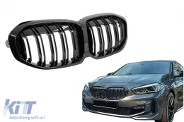 image-29-Central Kidney Grilles suitable for BMW 1 Series F40 (2019-Up)  Double Stripe M Design Piano Black