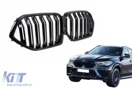 image-33-Central Kidney Grilles suitable for BMW X6 G06 (2019–) Double Stripe M Design Piano Black