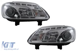 image-7-LED DRL Headlights suitable for VW Touran 1T/  Caddy (02.2003-10.2006) Chrome