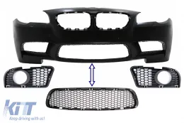 image-44-Pack Front Bumper Lower Central and Side Grille suitable for BMW 5 Series F10 F11 (2009-2014) only for M5 Bumper