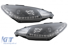 image-18-LED DRL Headlights suitable for Peugeot 206 (1998-2002) Black