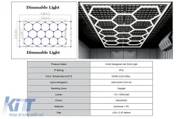 image-50-Hexagon HoneyComb Ceiling Light System  3.94 x 2.29 m Dimmable Light
