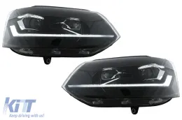 image-63-Full LED DRL Headlights suitable for VW Transporter Caravelle Multivan T5.1 Facelift (2010-2015) Black