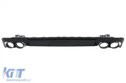 image-64-Rear Bumper Valance Diffuser with Exhaust Tips suitable for Audi A6 C8 4K Avant Sedan S-Line (2018-2022) S6 Design Black
