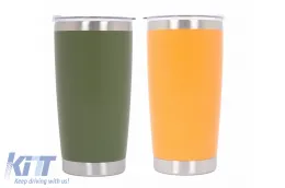 image-33-Pack 2pcs Thermos Stainless Steel SS304 Insulated Mug with Lid Double Wall Orange Green 20oz 590ml