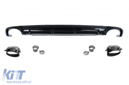 image-9-Rear Bumper Valance Diffuser Exhaust Tips suitable for Audi A4 B9 8W (2016-2018) Sedan Avant RS4 Design Black