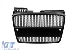 image-38-Black matte grille without emblem type RS suitable for Audi A4 B7 sedan, wagon 2004-2007 with parking sensor openings