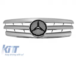image-5-Chrome/gray grille suitable for Mercedes C-Class W203 2000-2007