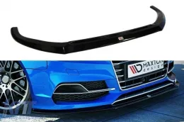 image-1-Maxton Design spoiler suitable for front S3, S-Line bumper of Audi A3 8V sedan, convertible 2013-2016, black lacquer
