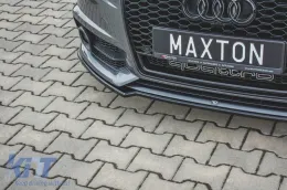 image-9-Maxton Design spoiler suitable for front S6, S-Line bumper of Audi A6 C7 sedan, Avant 2014-2017, black lacquer