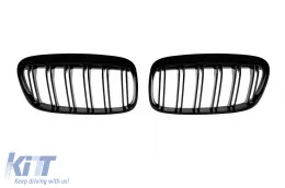 image-0-Double slat kidney grilles in black lacquer suitable for BMW Series 2 F45, F46 2014-2017
