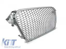 image-28-Gray matte RS type grille suitable for Audi A4 B8 sedan, wagon 2011-2015 with parking sensor openings