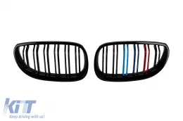 image-28-Double slat kidneys in black lacquer with M decoration suitable for BMW 5 Series E60 sedan, E61 touring 2004-2010