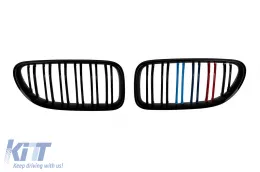 image-20-Double slat kidneys in black lacquer with M decoration suitable for BMW 6 Series F06 Gran Coupe, F12 Cabriolet, F13 Coupe 2011-2018