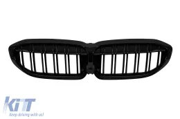 image-13-Double slat kidneys in black lacquer suitable for BMW 3 Series G20 sedan, G21 touring 2019-2022