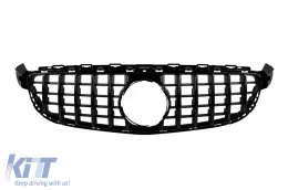 image-7-Black lacquer GT type grille suitable for C63 Mercedes C-Class W205 sedan, S205 estate 2014-2020, without camera opening, for the model with A Design C63 front bumper
