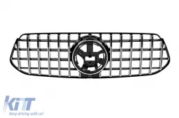 image-7-Chrome/black GT style grille suitable for Mercedes GLE SUV W167, GLE Coupe C167 after 2023, with opening for camera