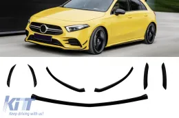 image-35-Aero additions suitable for front A design bumper of Mercedes A-Class W177 hatchback after 2018, black lacquer