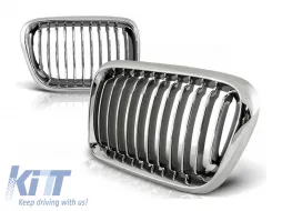 image-7-Double ribbed chrome kidneys suitable for BMW 3 Series E36 sedan, touring, coupe, convertible 10.1996-08.1999