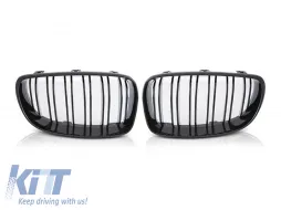image-16-Double slat kidneys in black lacquer suitable for BMW 1 Series E81, E82, E87, E88 2007-2011