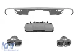 image-13-GL63 type diffuser with chrome tips suitable for rear A Design bumper for Mercedes GL X166 2012-2015 -oo--oo-