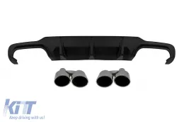 image-12-C63 type diffuser with chrome tips suitable for rear A Design bumper on Mercedes C-Class W204 sedan, C204 coupe 2011-2014 -oo--oo-
