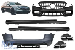 image-60-Tuning package A design type 63 LCI suitable for Mercedes C-Class S205 2013-2020 with chrome/black GT grille and chrome tips