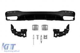 image-68-GLE63 type diffuser suitable for rear A Design bumper of Mercedes GLE W166 2015-2019 -oo--oo-, with black trim