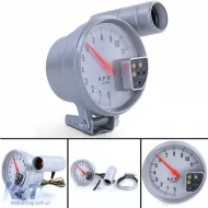 image-6-5 inch performance tachometer silver matte with shift light and bracket
