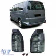 image-0-Clear glass taillights black smoke set for VW Bus T5 2003-2009 with tailgate
