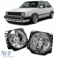 image-31-Clear glass headlight set chrome suitable for VW Golf 2 1983-1992