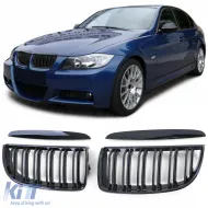 image-29-Double slat kidney grille performance gloss black for 3 Series BMW E90 E91 2005-2008