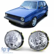 image-15-Clear glass headlights H4 chrome for VW Golf 1 74-83 Cabriolet 83-93