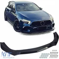 image-49-Front spoiler lip sport black gloss fits for Mercedes A W177 V177 from 2018