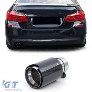 image-43-90mm carbon exhaust tailpipe with absorber for 5 Series BMW F10 F11 2010-2016