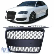 image-14-Sport honeycomb radiator grille without emblem black matte suitable for Audi A3 8P 05-08