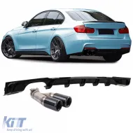 image-24-Rear diffuser gloss + twin tailpipe black for BMW F30 F31 316i 318i 320i