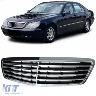 image-40-Radiator grille black chrome for Mercedes S-Class W220 pre-facelift 98-02