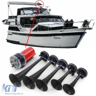 image-15-5-tone boat horn General Lee melody horn with compressor black 12 volt